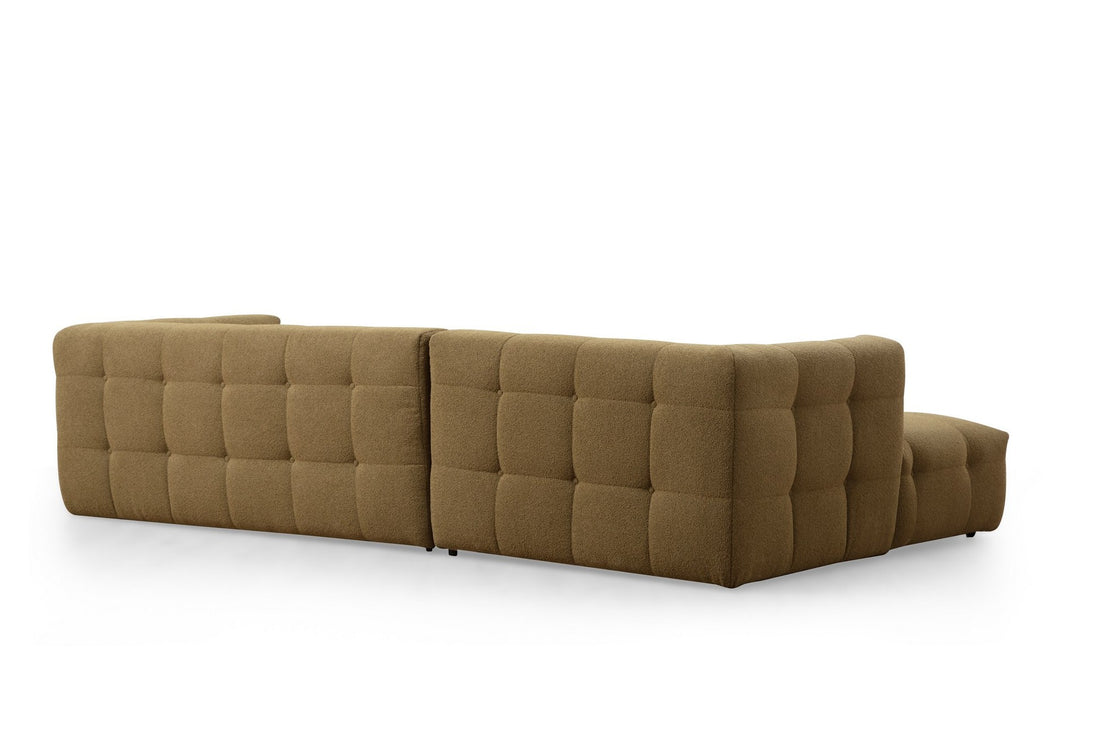 Canapé d'angle à droite Simur Tissu bouclette Kaki