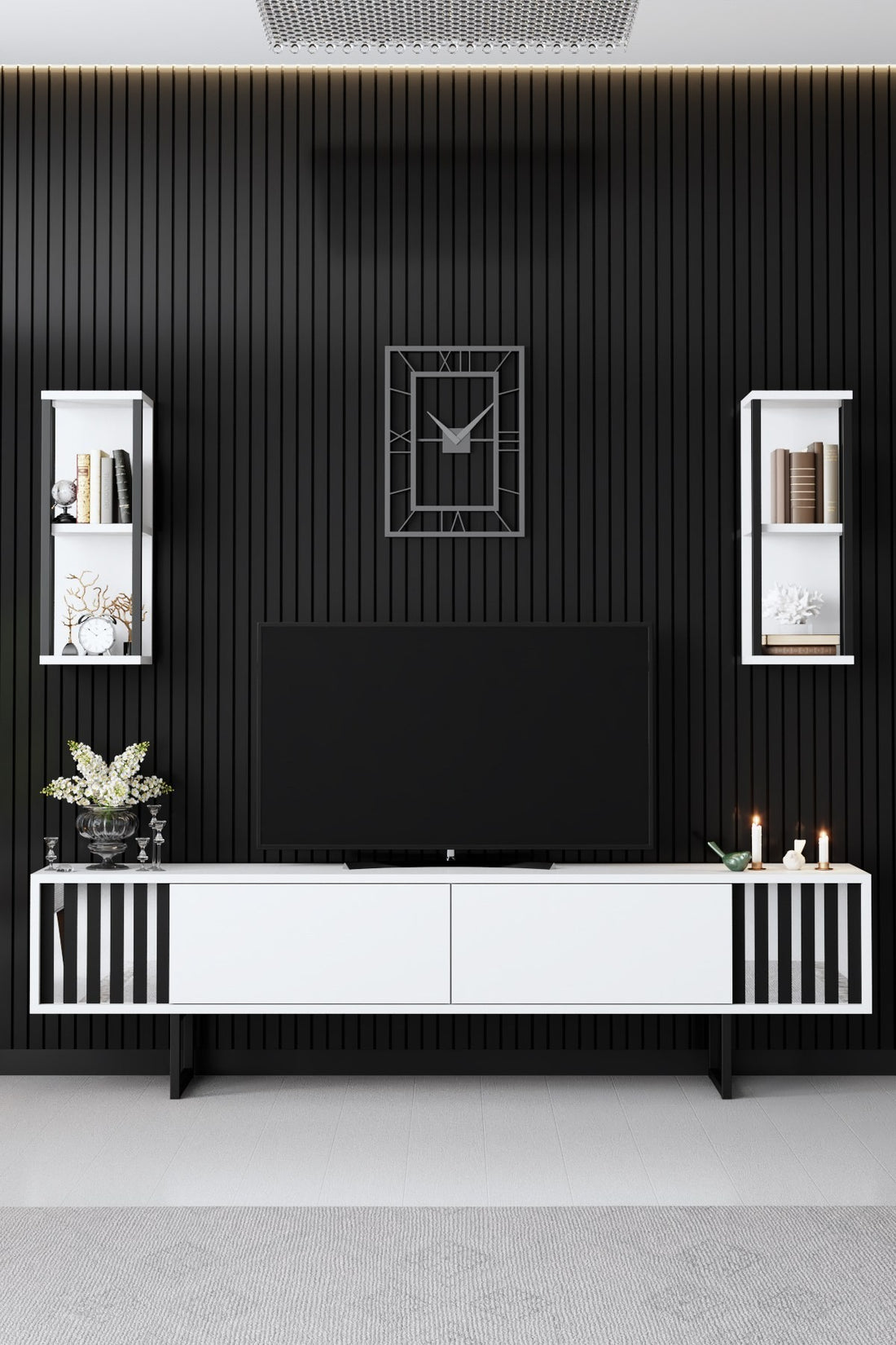Ensemble de meubles de salon Chrome Line Set - White, Black