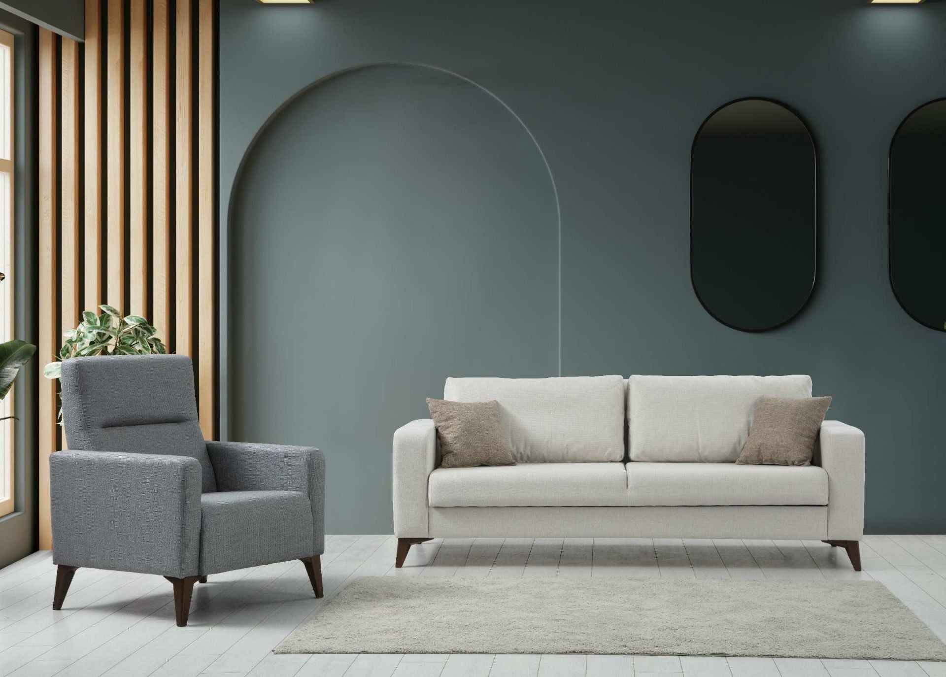 Canapé Kristal 3+1 - Beige, Dark Grey