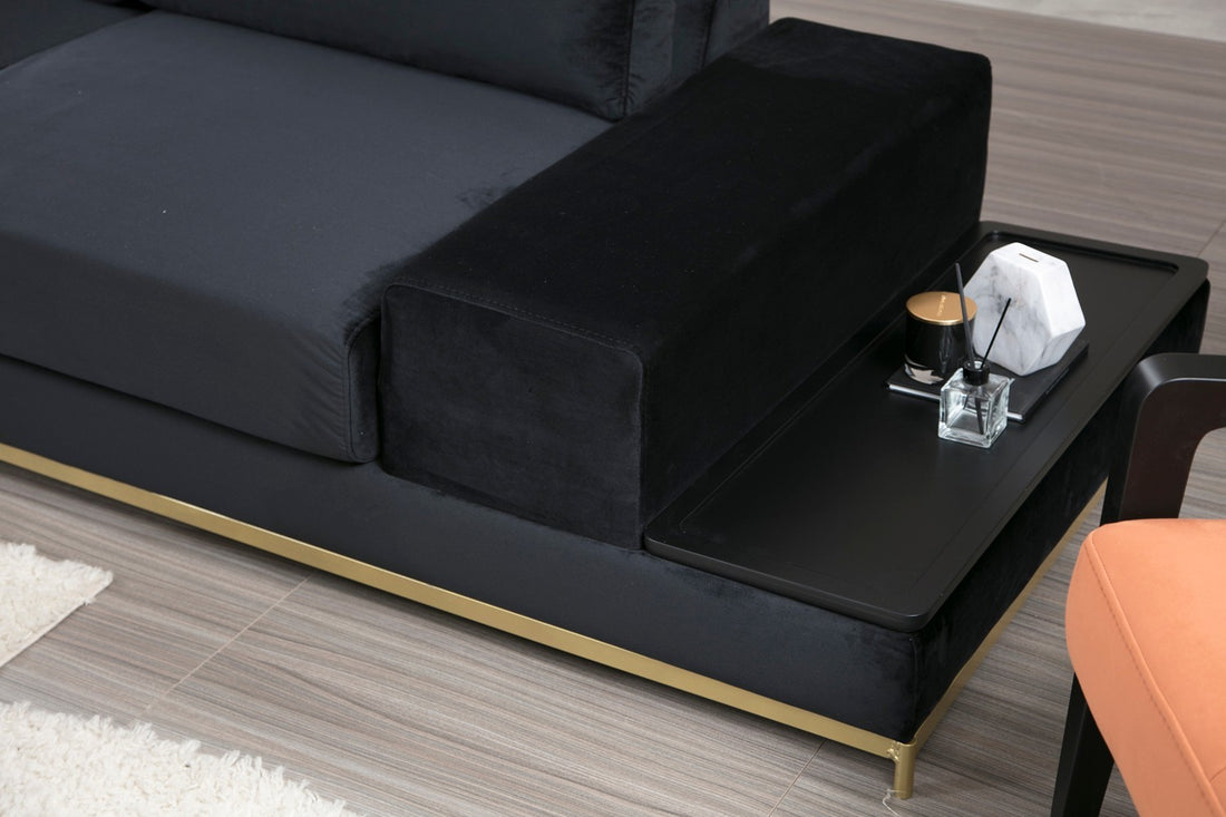 Canapé à 4 places Line With Side Table - Black