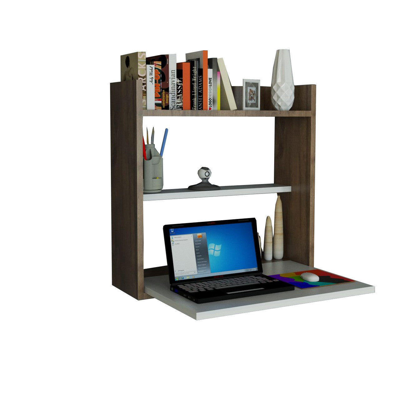 Bureau d'étude Laptop - White, Walnut