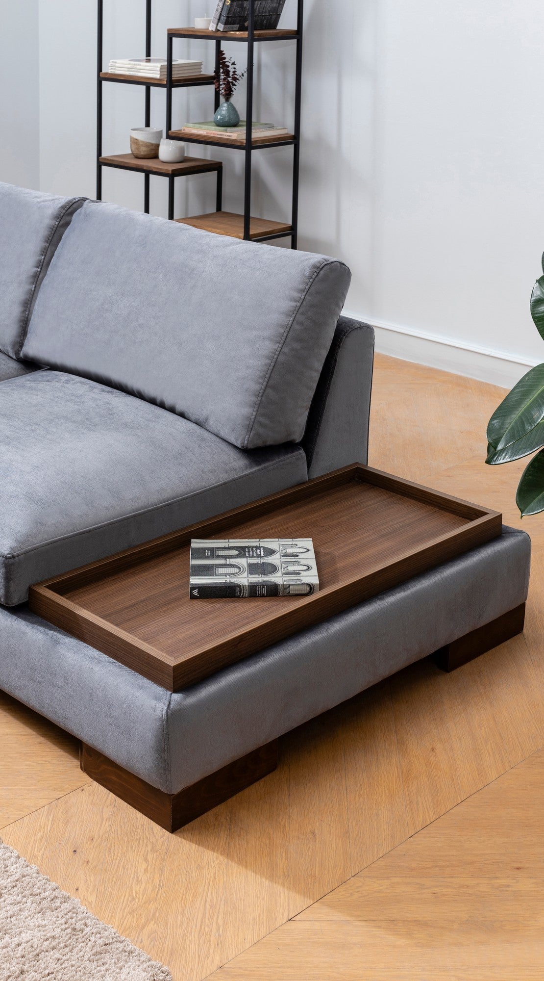 Canapé d'angle Tulip Corner Left With Pouf - Dark Grey