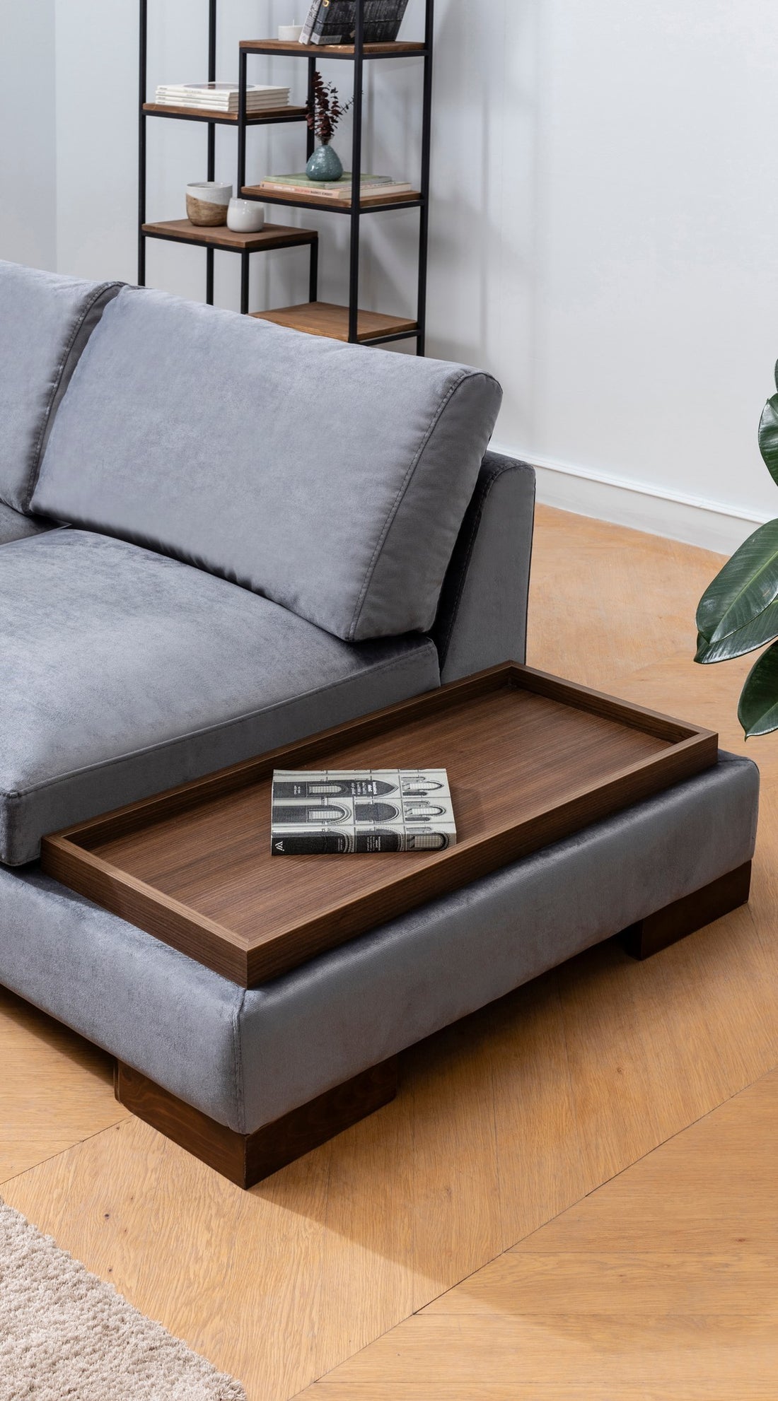 Canapé d'angle Tulip Corner Left With Pouf - Dark Grey