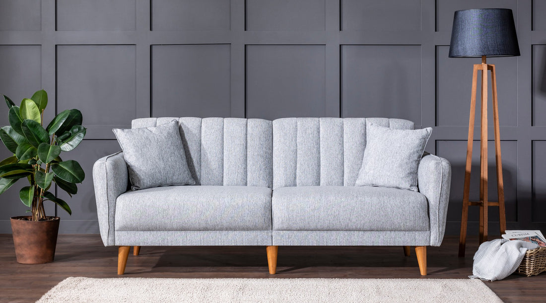 Ensemble canapé convertible 2 places et fauteuil Ikaria Tissu