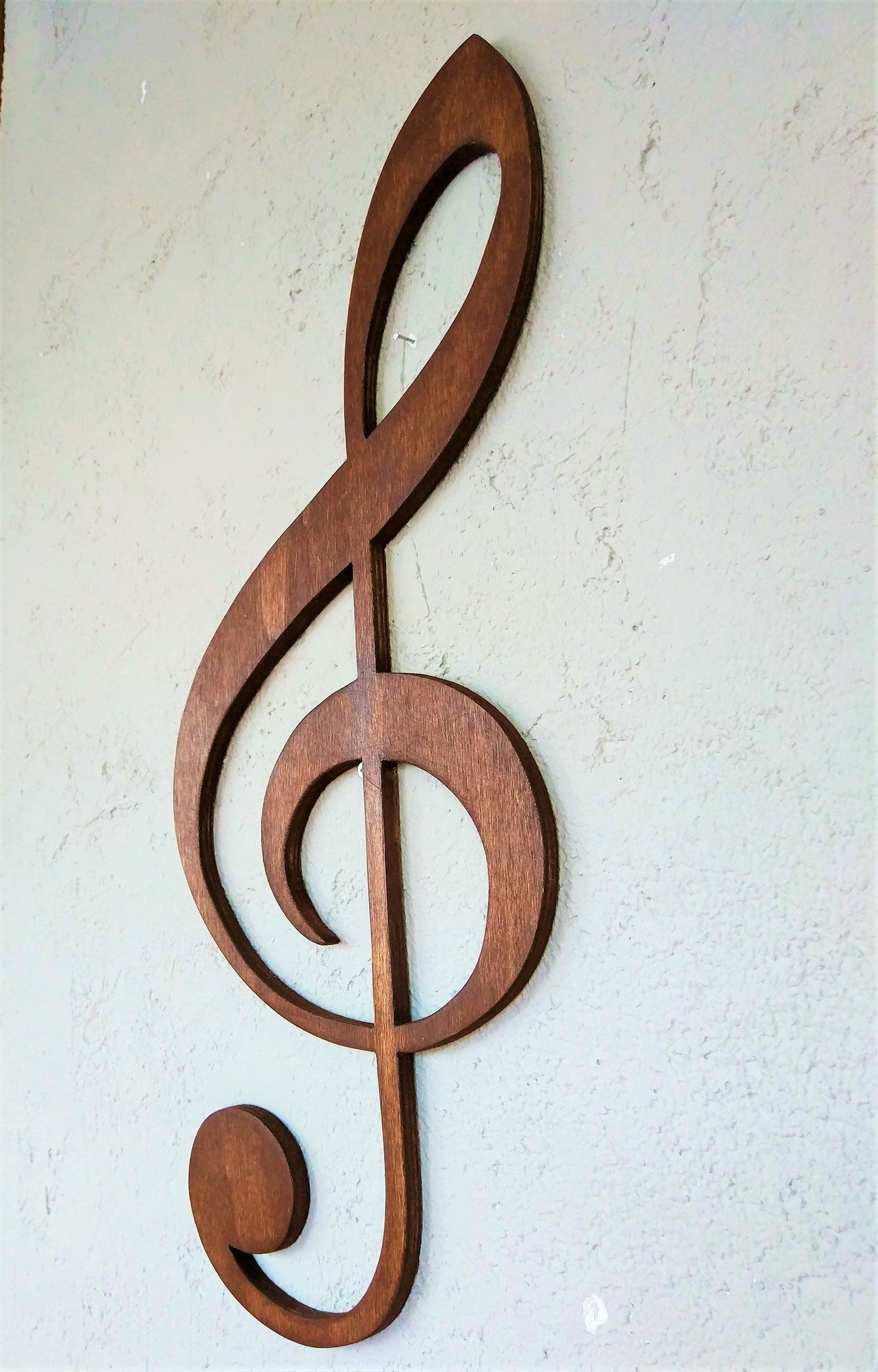 Accessoire mural décoratif en bois Treble Clef - Walnut