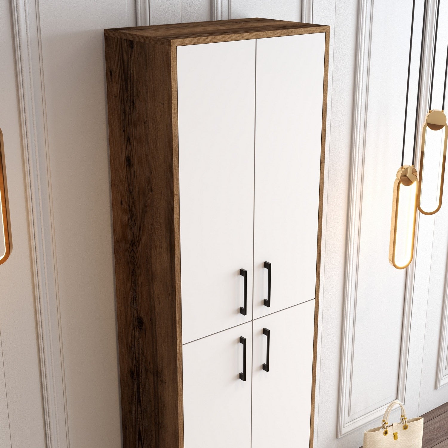 Meuble à chaussures Berlin A - Walnut, White