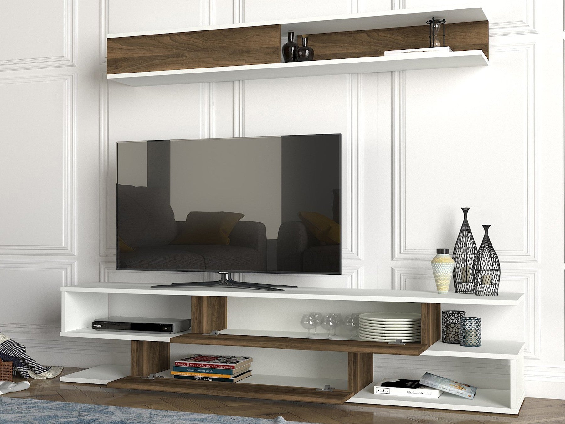 Unité de télévision Manyetik - White, Walnut