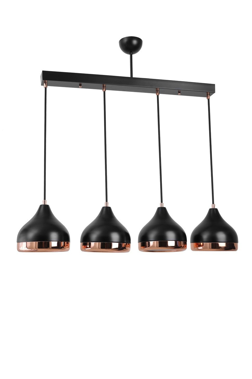 Lustre Pier 4 Lü Sıralı Siyaha-Bakır Tekli Sarkıt