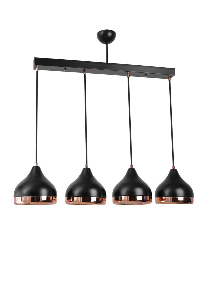 Lustre Pier 4 Lü Sıralı Siyaha-Bakır Tekli Sarkıt