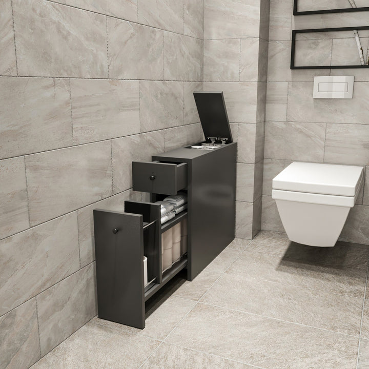 Meuble de salle de bain Caleen avec tiroirs anthracite