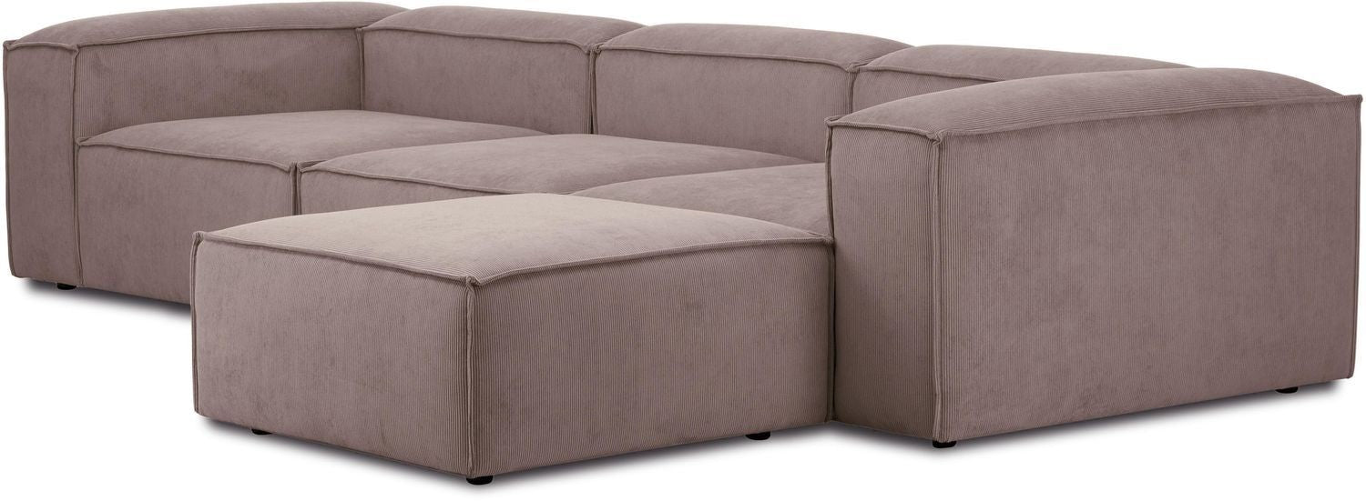 Canapé modulable 4 places en velours côtelé avec pouf Frida