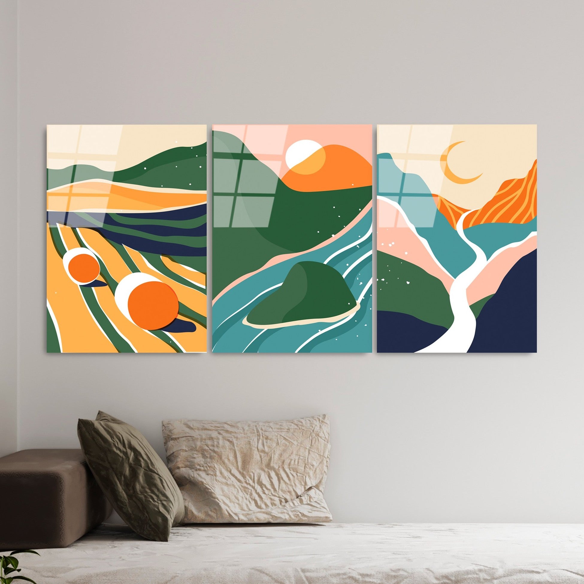 Peinture en verre trempé décorative (3 pièces) UV-946 - 45 x 65