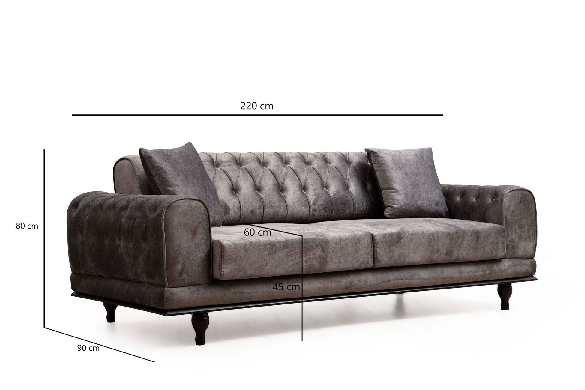 Canapé de 3 places Arredo Capitone - Anthracite