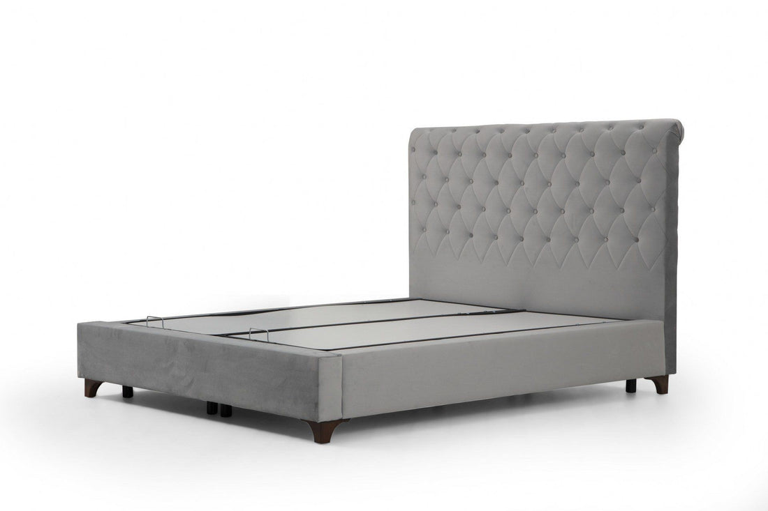 Base de lit double et tête de lit Deluxe 150 x 200 - Grey