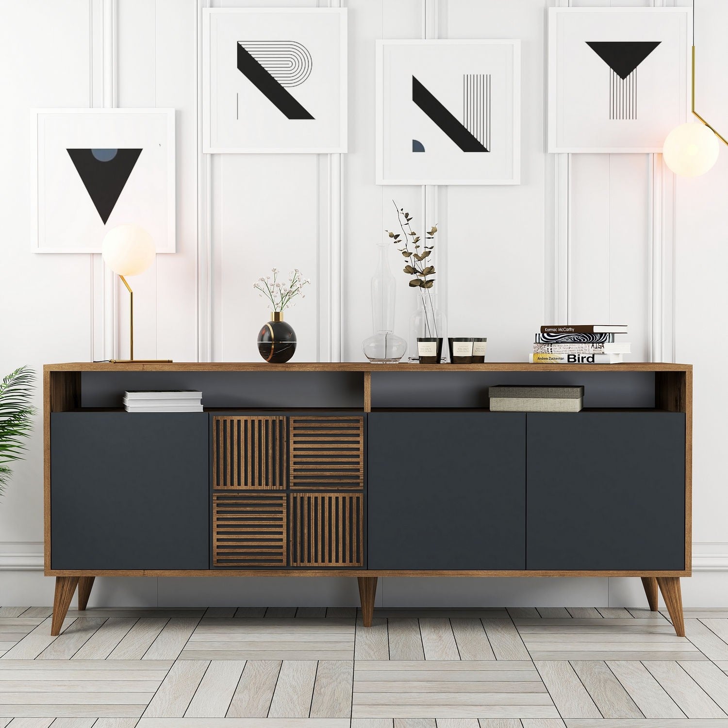 Console Milan - Walnut, Anthracite