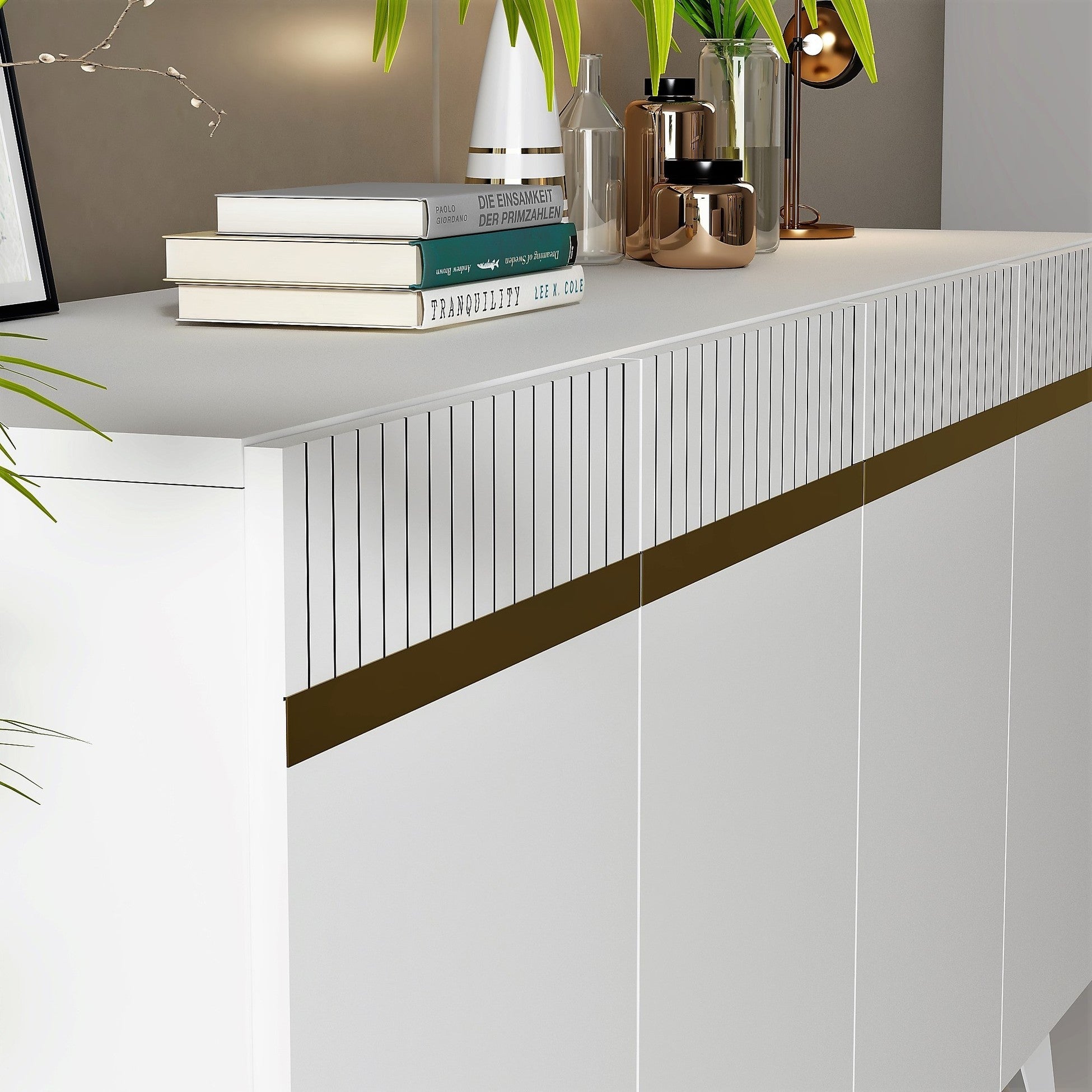 Console Defne - White, Gold