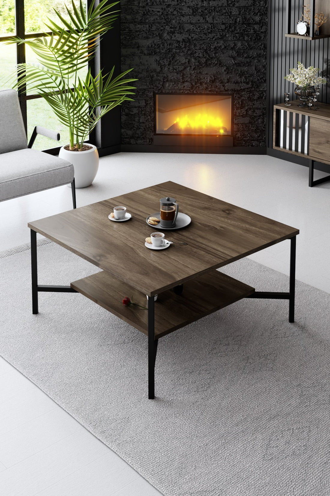 Ensemble de meubles de salon Black Line Set - Walnut, Black