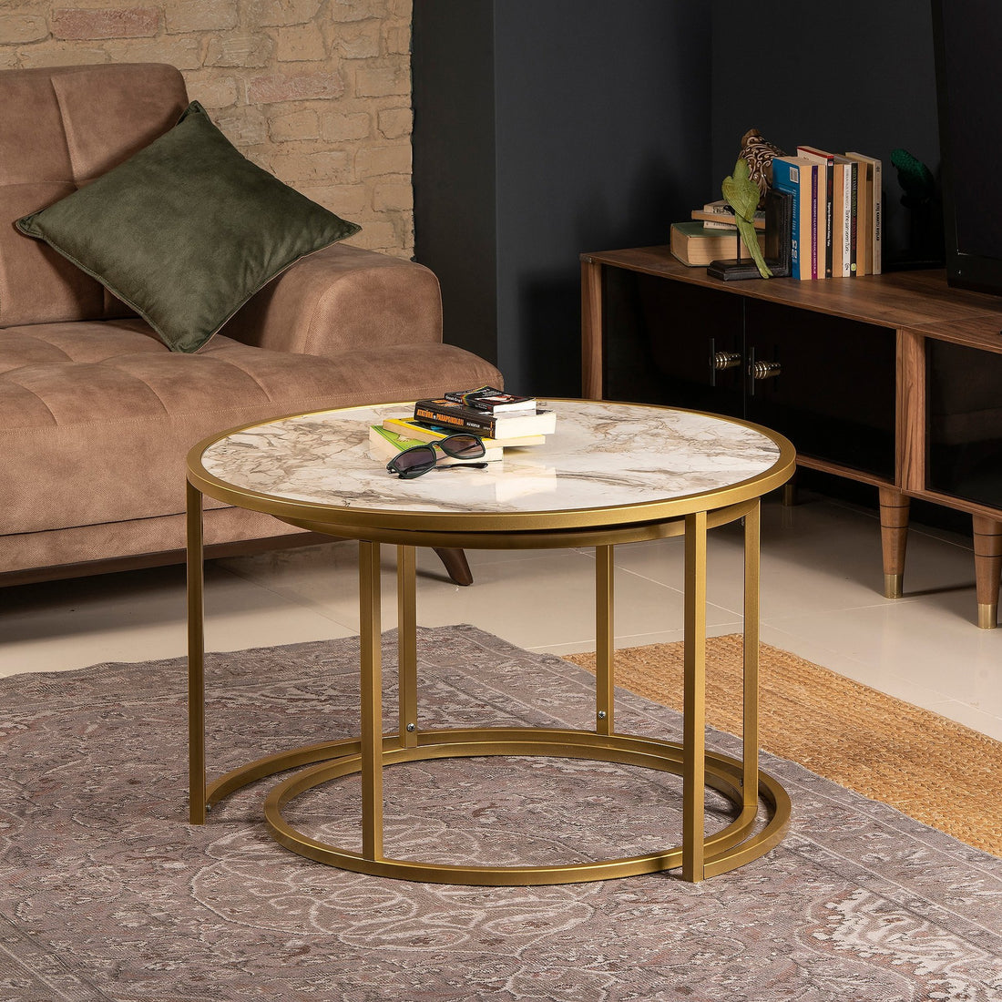 Table gigogne (2 pièces) Tambur - Gold