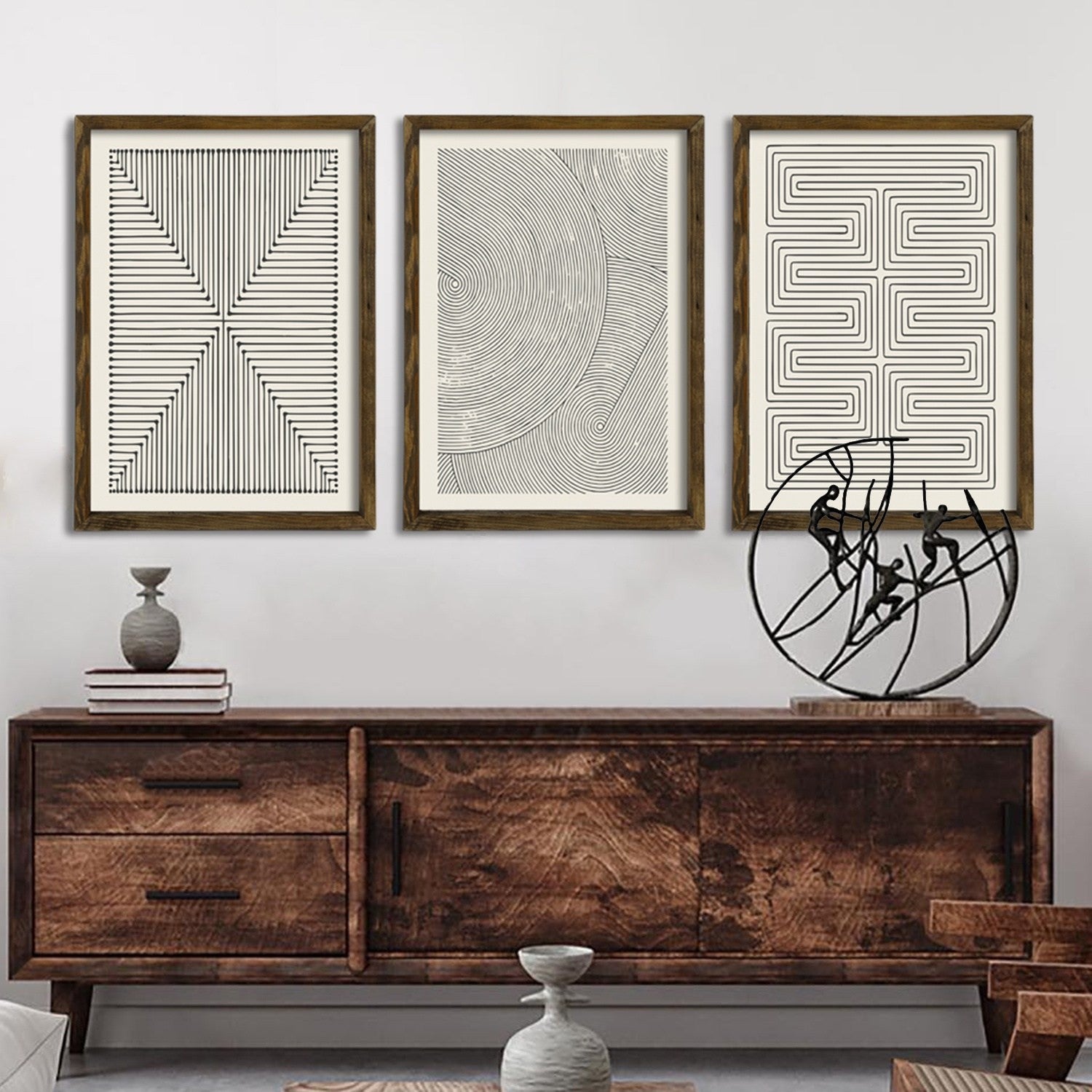 Peinture mdf encadrée décorative (3 pièces) EMN026