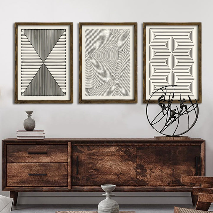 Peinture mdf encadrée décorative (3 pièces) EMN026