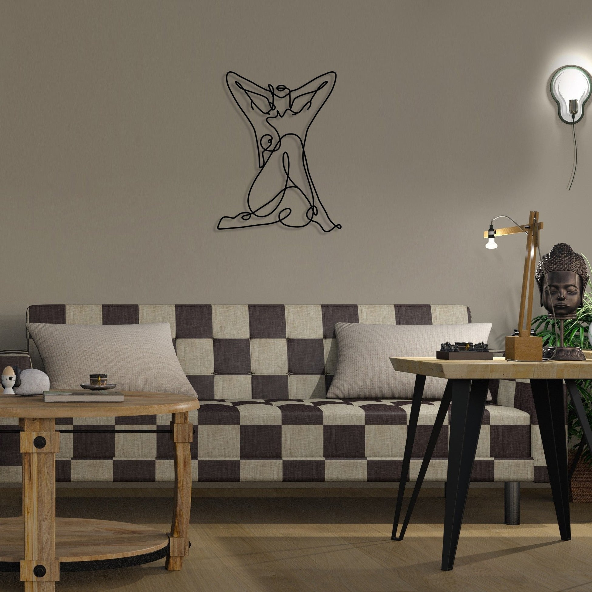 Accessoire mural en métal décoratif Geometric Nude Woman