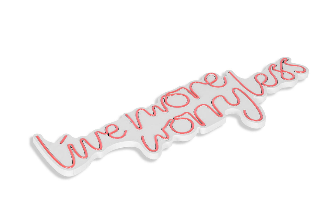 Éclairage LED en plastique décoratif Live More Worry Less - Pink