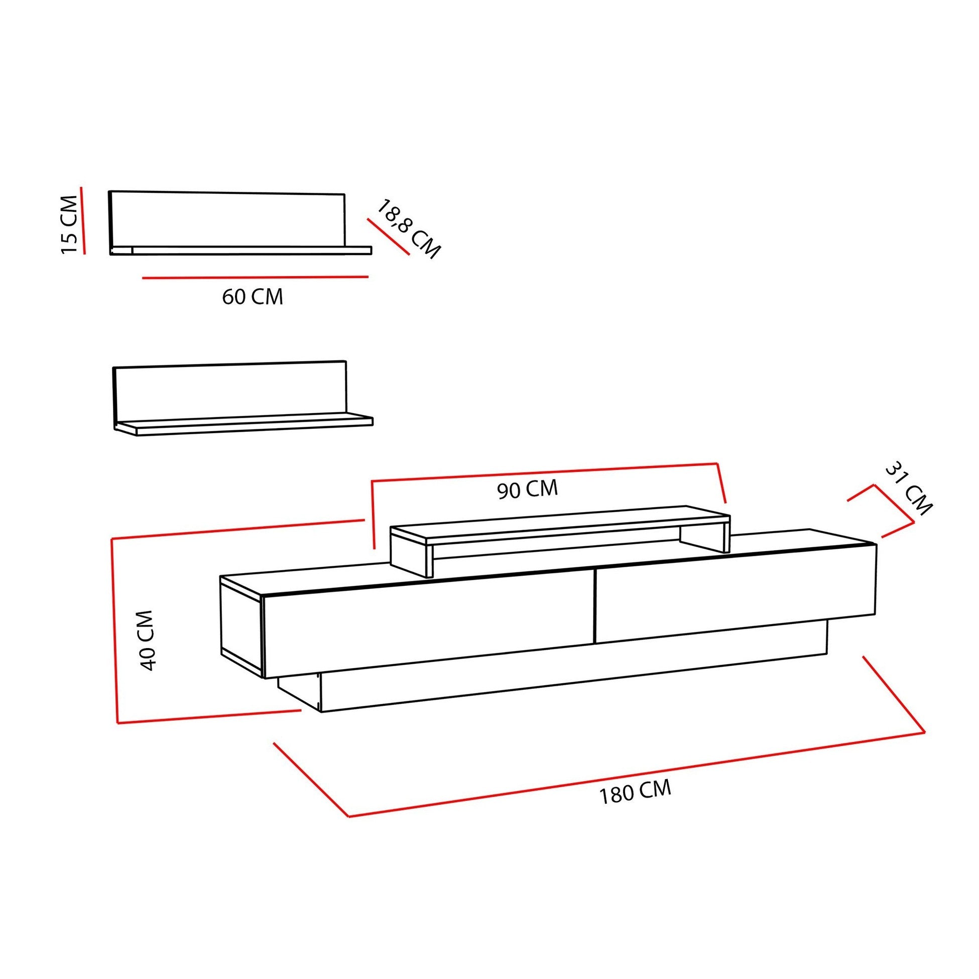 Unité de télévision Lucca TV - White, White