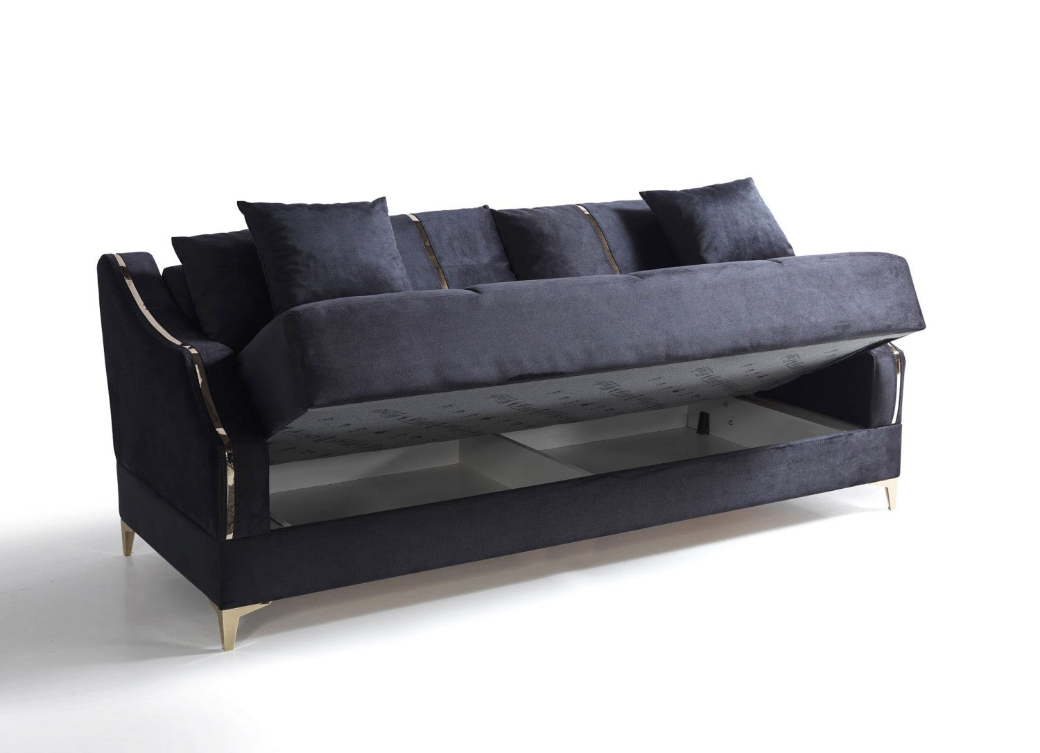 Almoda canapé lit clic-clac 3 places avec coffre de rangement