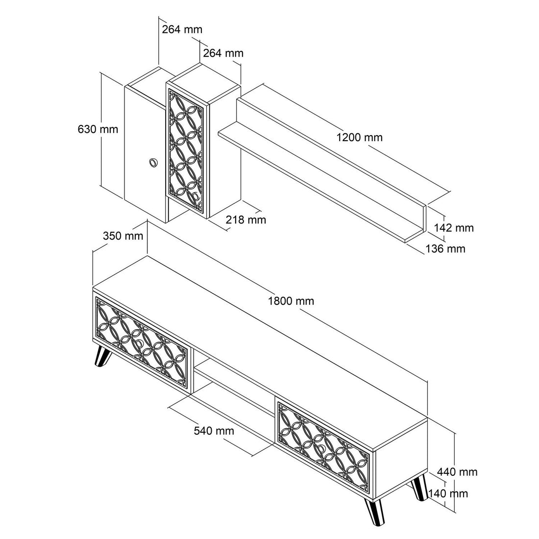 Unité de télévision Class S - Walnut, Cream