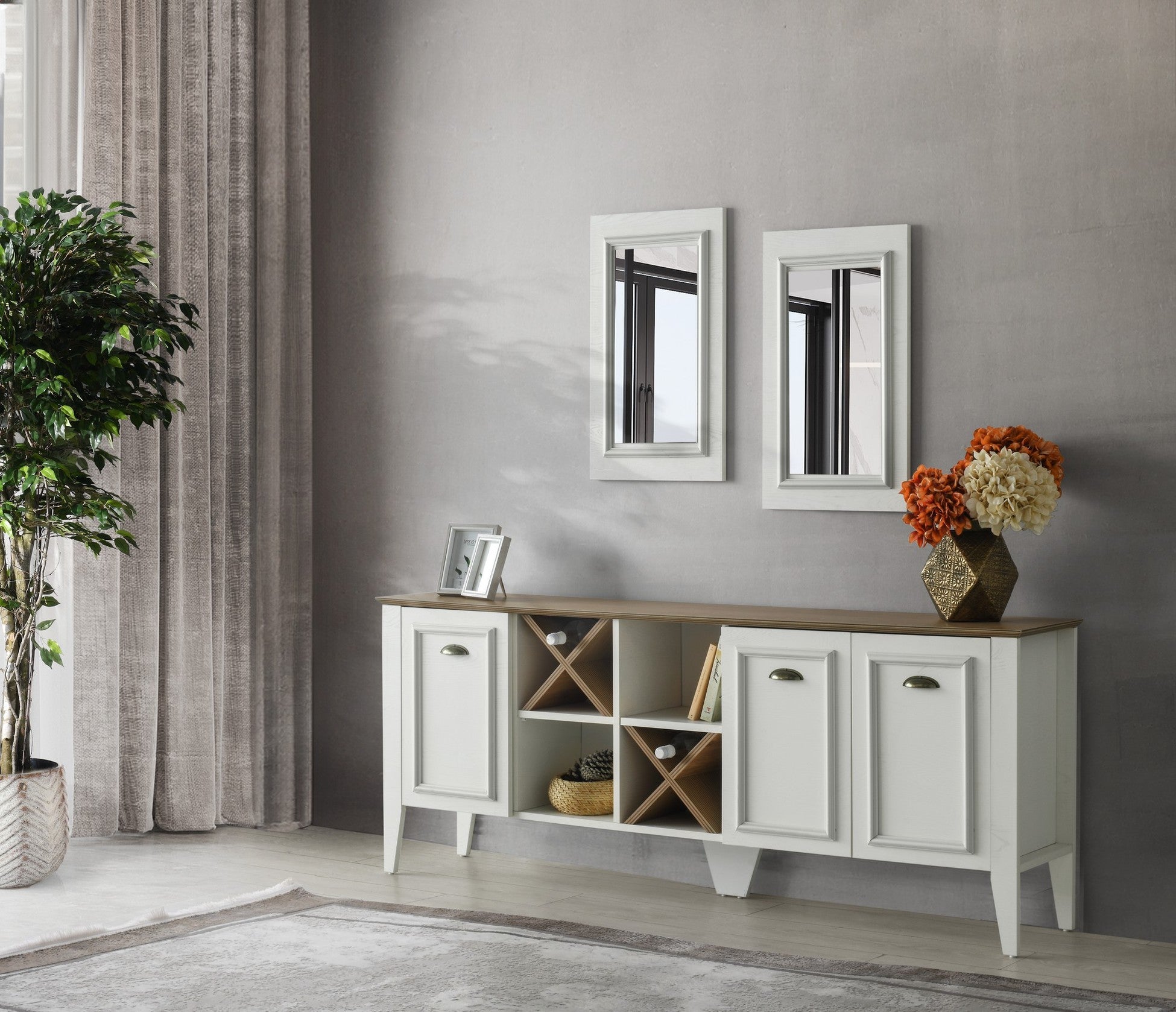 Console Rustic Console with Mirror