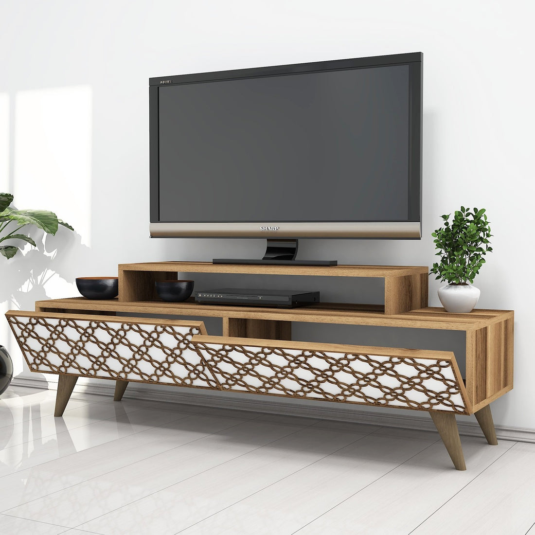 Meuble TV City - Walnut, White