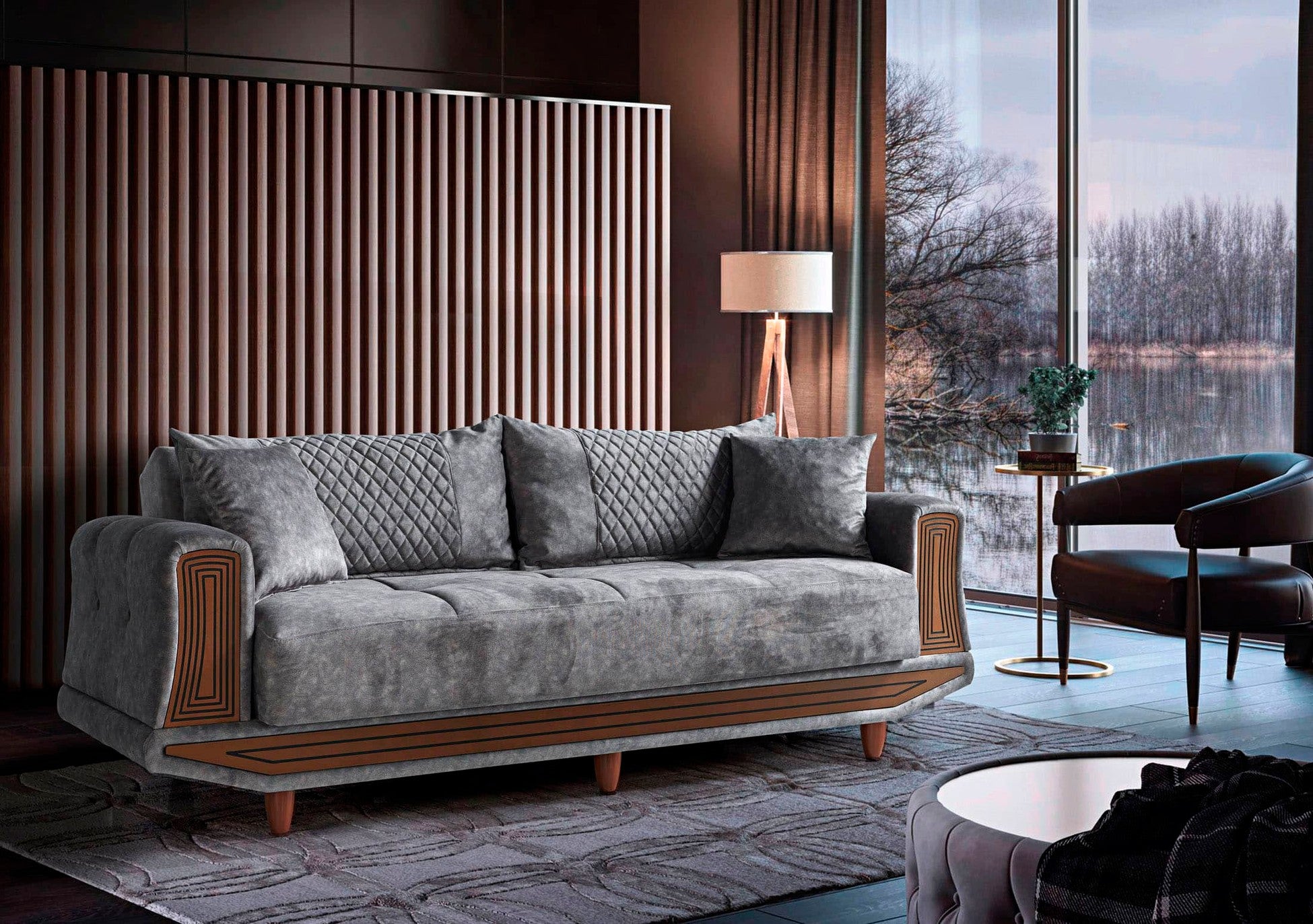 Adel canapé lit clic-clac 3 places avec coffre de rangement