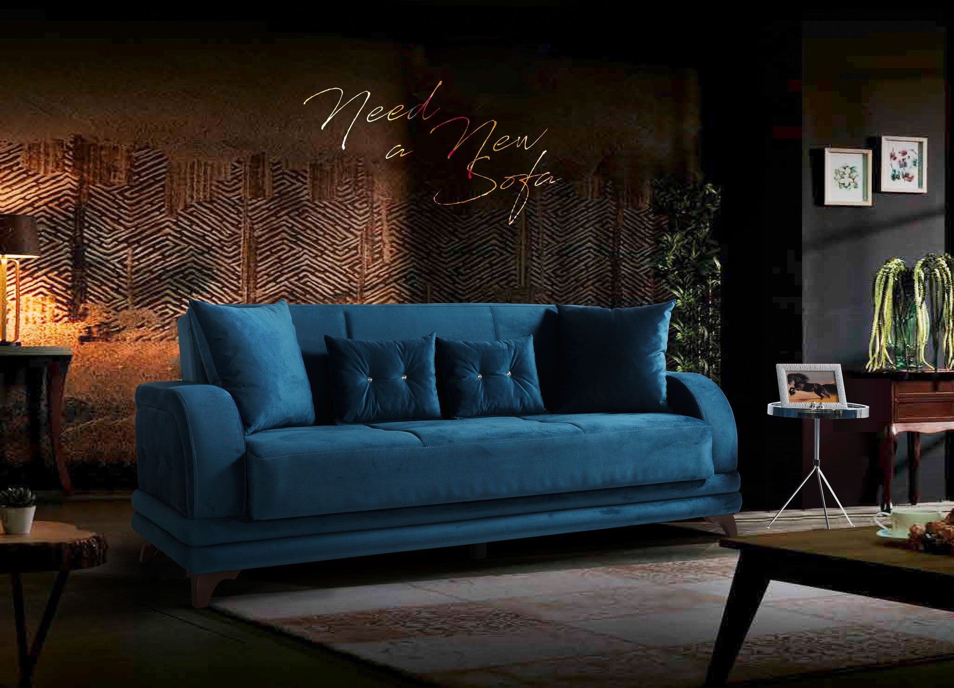 Asya canapé lit clic-clac 3 places avec coffre de rangement