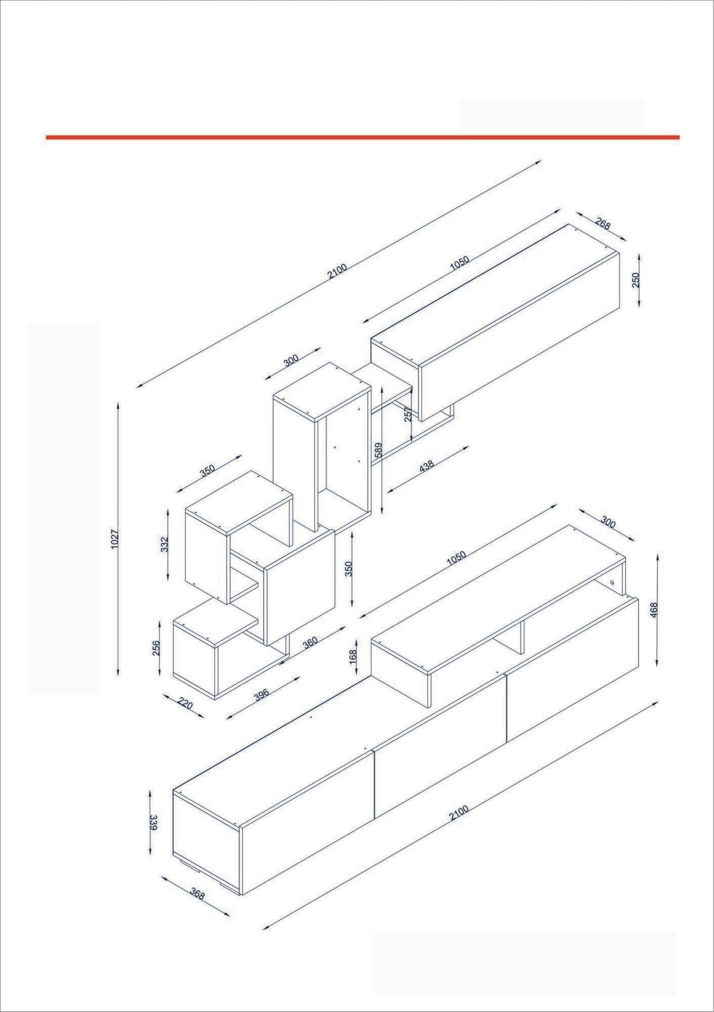Unité de télévision Elit - White, Walnut