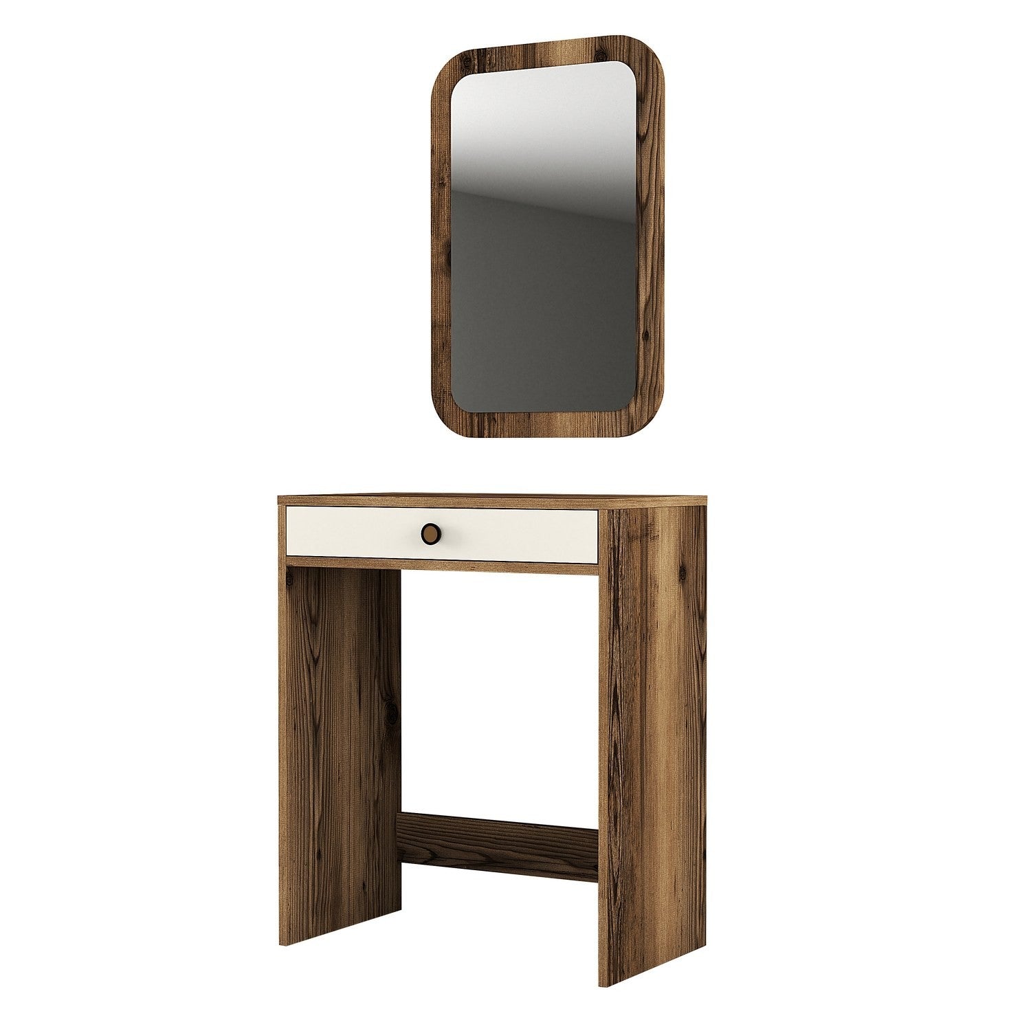 Table de maquillage Lizbon Mirror - Walnut, Cream