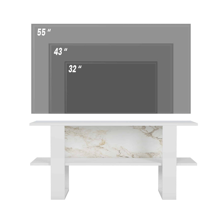 Meuble TV moderne 120cm Bois Blanc en marble design Cornellia