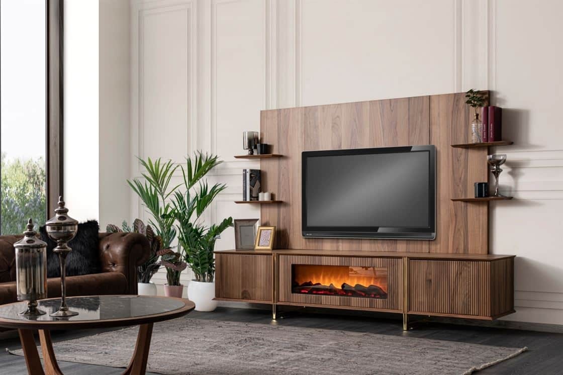 Bergamo Meuble TV Avec Cheminée