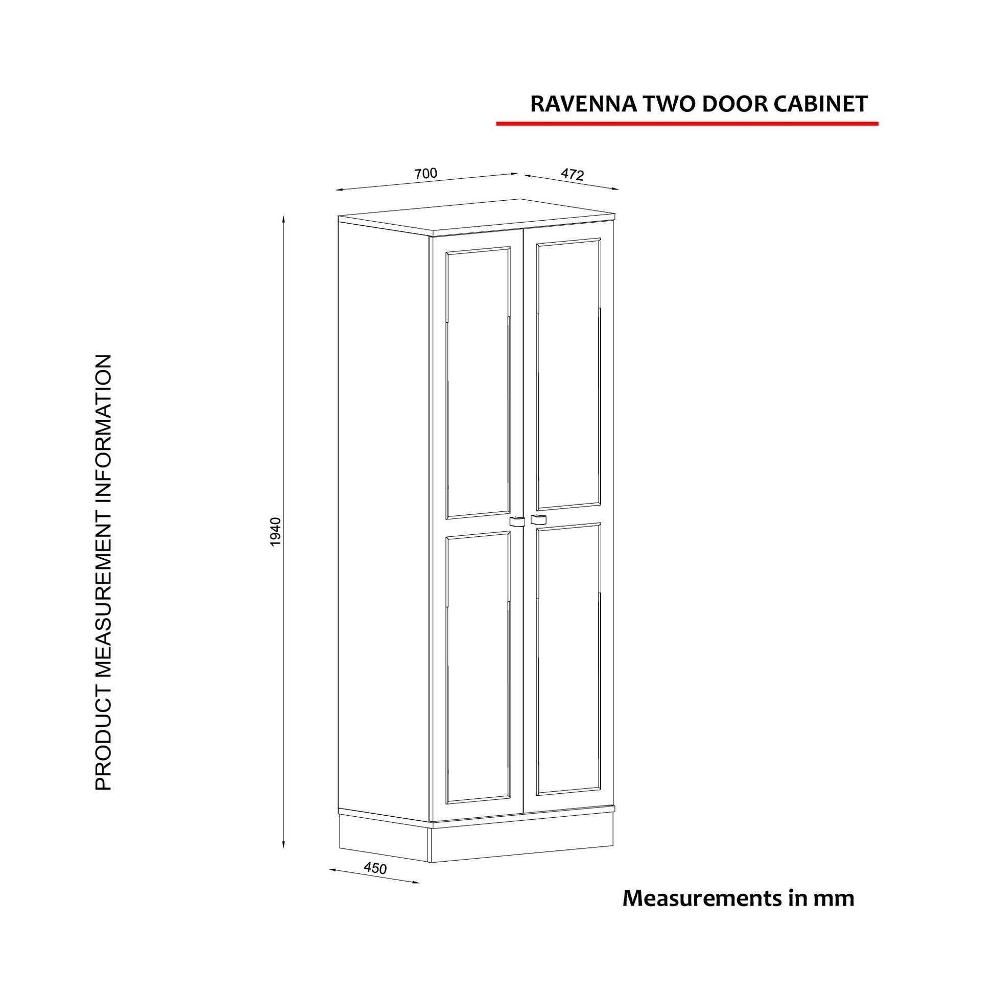 Armoire Ravenna 2 Kapılı - White