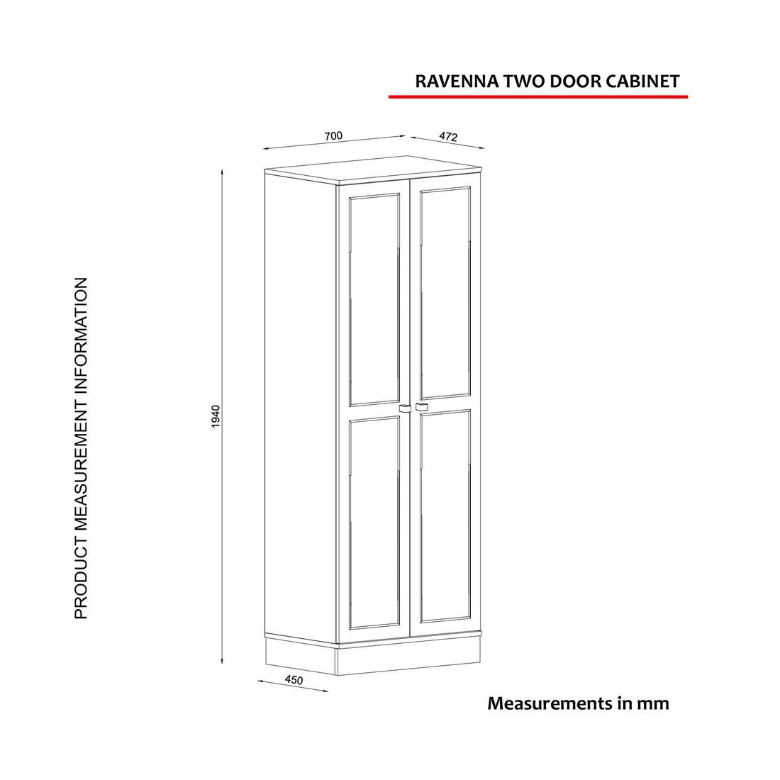 Armoire Ravenna 2 Kapılı - White