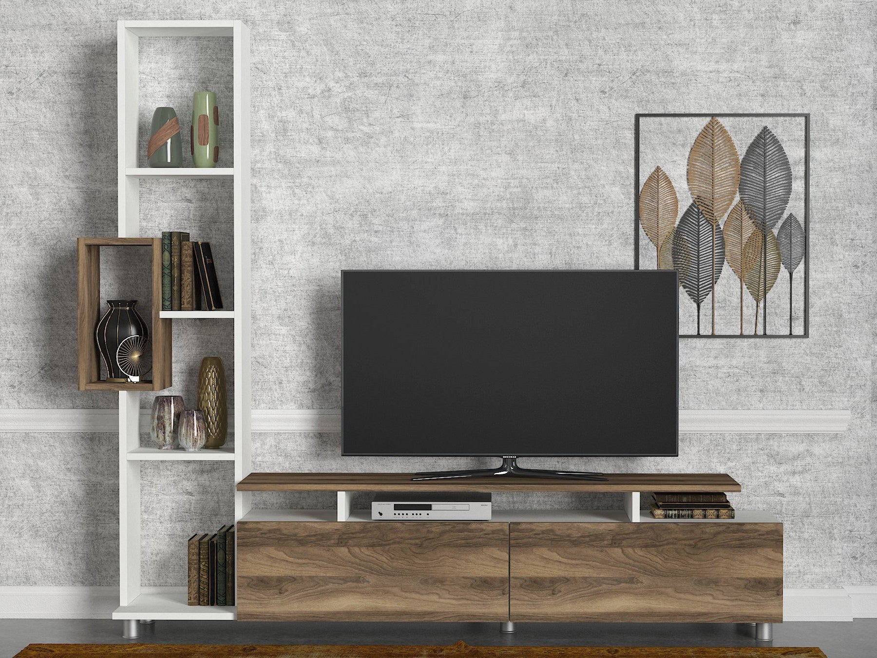 Unité de télévision Tulip - White, Walnut