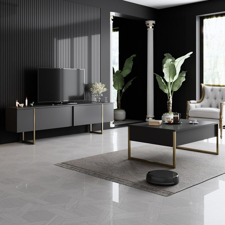 Ensemble de meubles de salon Luxe Set - Anthracite, Gold