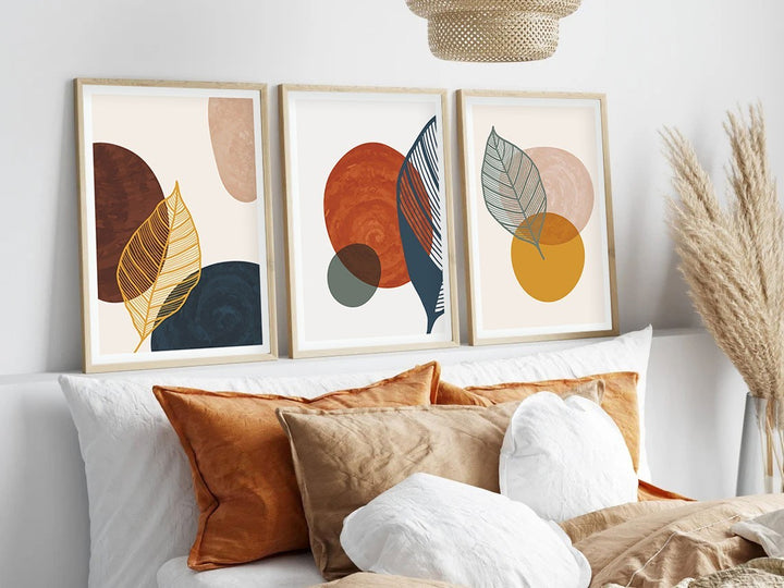 Peinture MDF encadrée décorative (3 pièces) Huhu209 - 50 x 35