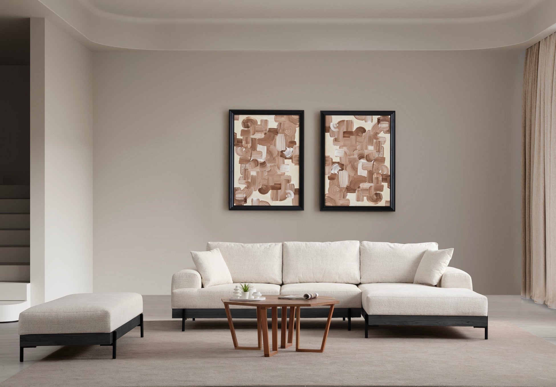 Pouf Eti Black Pouffe - White