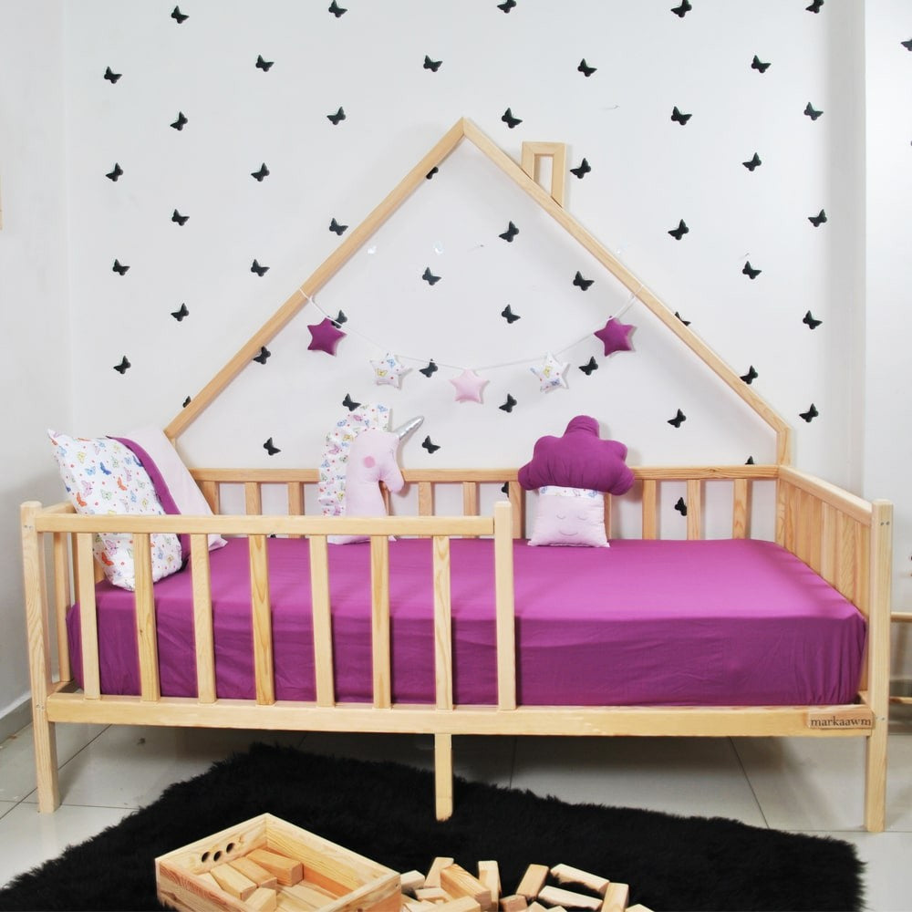 Lit cabane enfant Defne ,bois 90x190cm