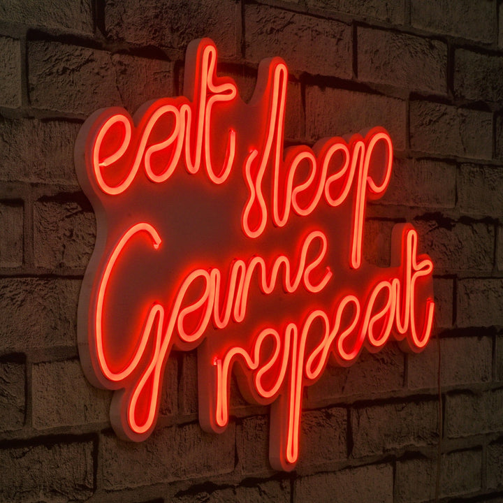 Éclairage LED en plastique décoratif eat sleep game repeat - red