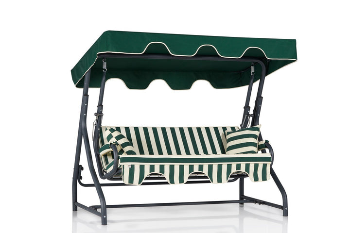 Chaise swing triple jardin Ruta 3 - Green, White, Black