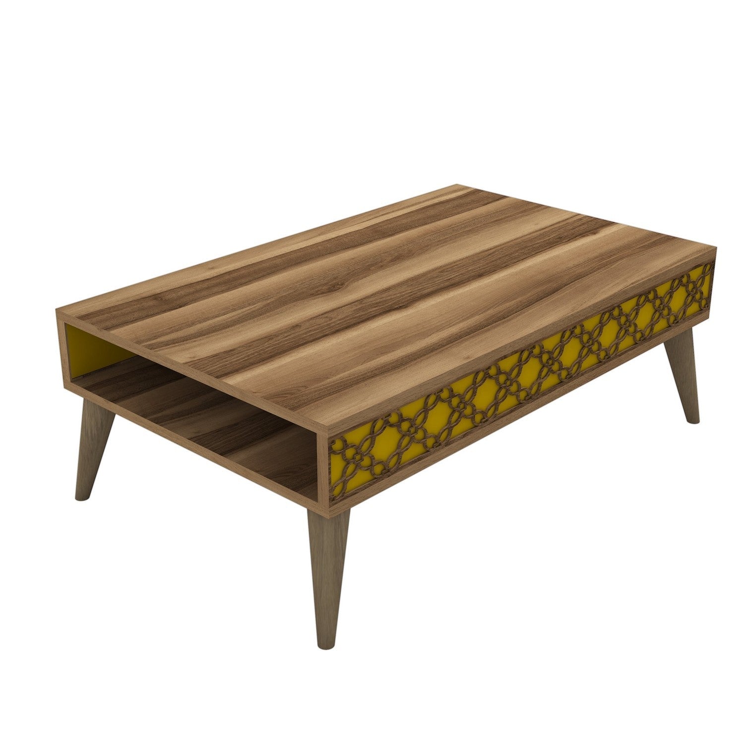 Table basse City - Walnut, Yellow
