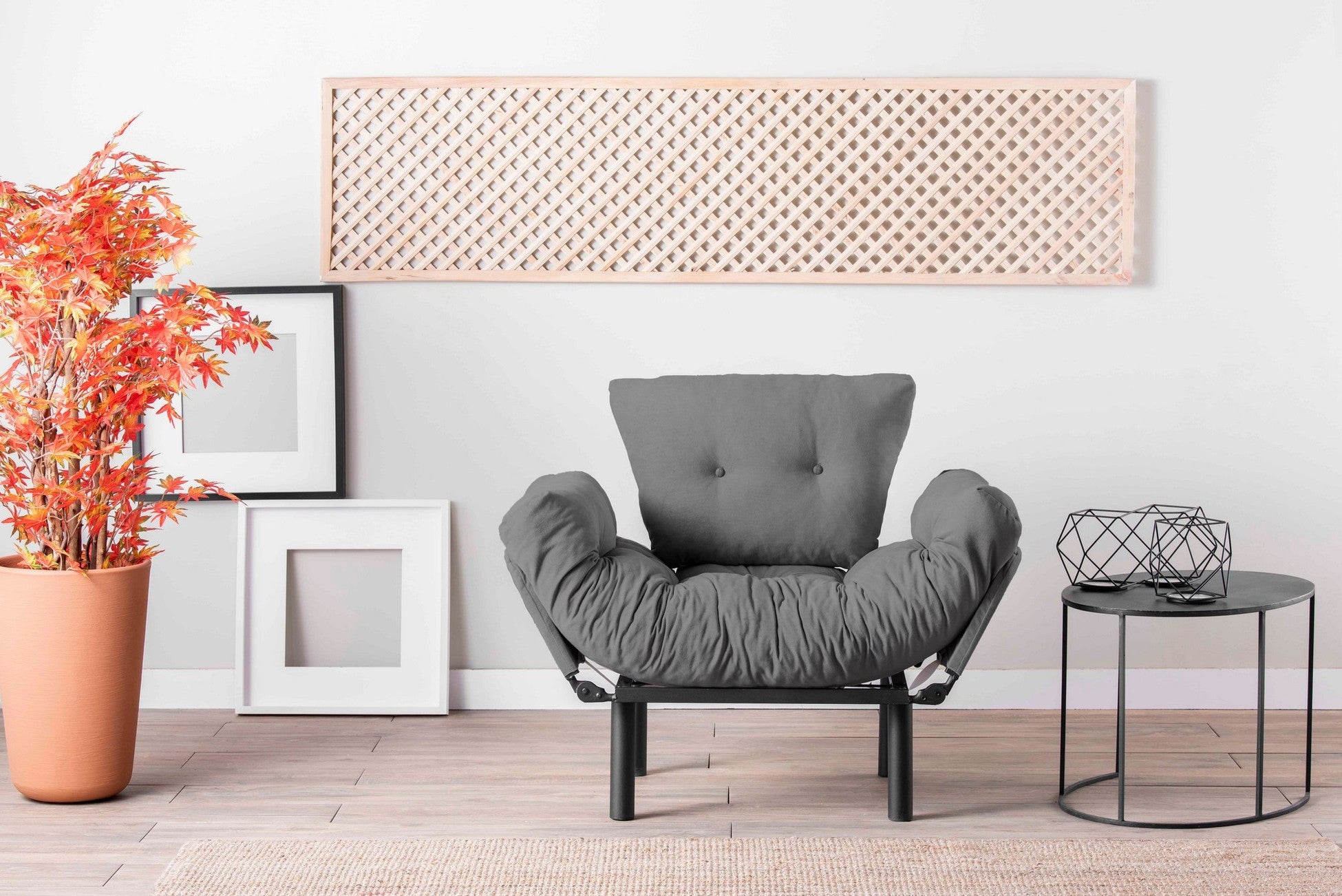 Canapé 2 places transformable en lit tissu Gris v2 Nitta155 cm