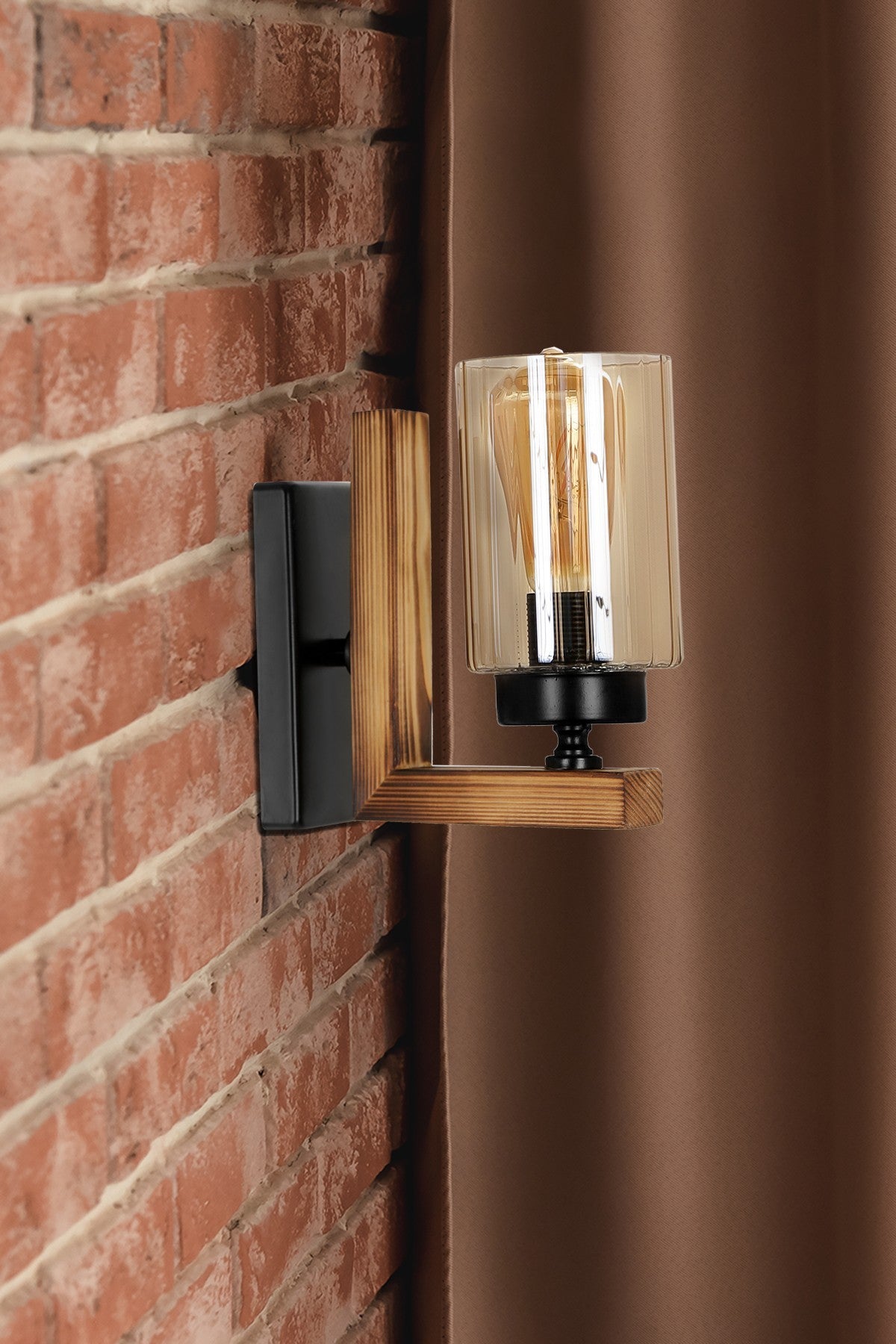 Applique Linda avec cylindre en verre miel brûlé