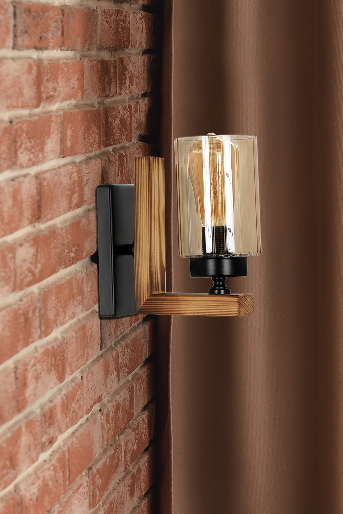 Applique Linda avec cylindre en verre miel brûlé